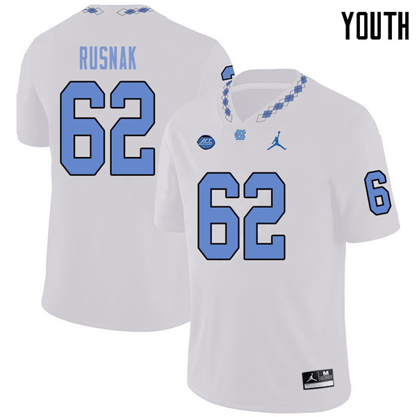 Jordan Brand Youth #62 Ron Rusnak North Carolina Tar Heels College Football Jerseys Sale-White